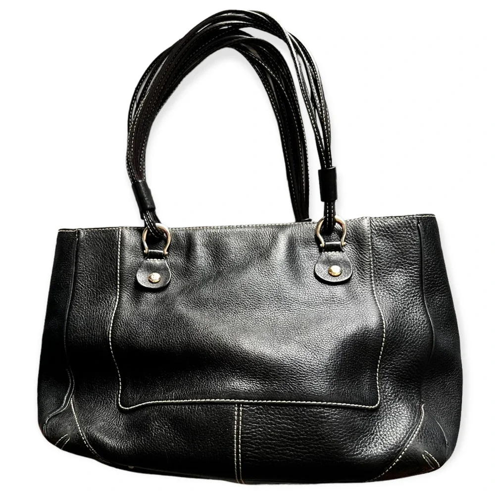 Kate Spade New York Black Pebbled Multi-Strand Handle Leather Shoulder Bag, Tote - Picture 2 of 12